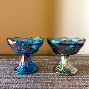 Vintage Carnival Glass Candle Holders